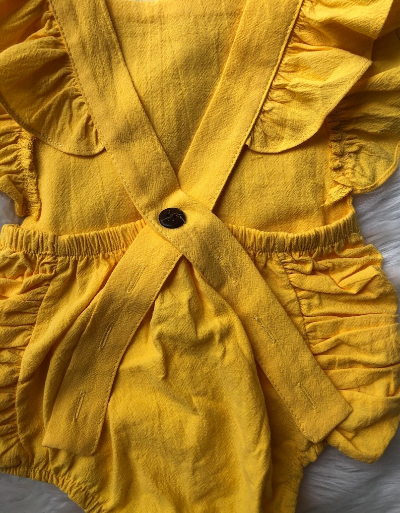Personalized First Birthday Outfit Baby Girl First Birthday Outfit Yellow Birthday Outfit Personalized Birthday Romper