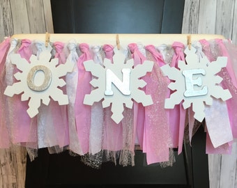 Pink White and Silver Winter ONEderland Highchair Banner// Winter ONEderland Banner// Pink and Silver ONEderland Banner // Winter ONEderland