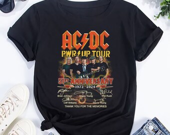 ACDC Band 51 Years Signatures T-Shirt, ACDC Band Shirt, Rock Band ACDC Pwr Up 2024 Tour Shirt, Acdc Fan Gift, Acdc Band Merch, Acdc Shirt