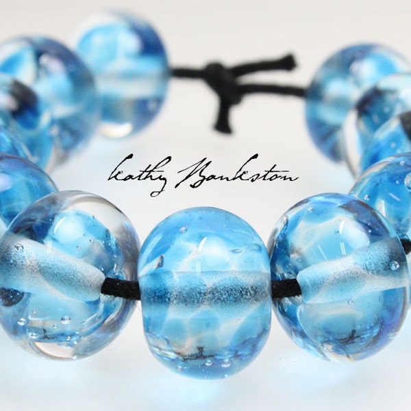 Blue Lampwork Beads, Blue Glass Beads, Blue Frit Beads, Blue Lampwork, Blue Beads, Sea Blue Beads, Ocean Blue Beads, Kathy Bankston