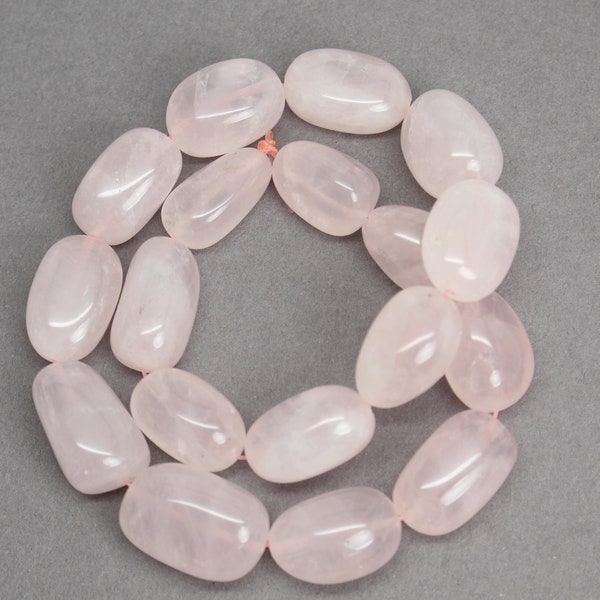 Rose Quartz Nugget Beads, 16" Strand of Large Pale Pink Crystal Beads