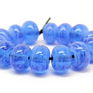 Blaue Lampwork Glasperlen, durchscheinende Swirl Ocean inspirierte Schmuckherstellung