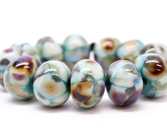 Multi Color Glass Lampwork Beads for Jewelry Design and Crafts, Green Purple Gold Color Beads