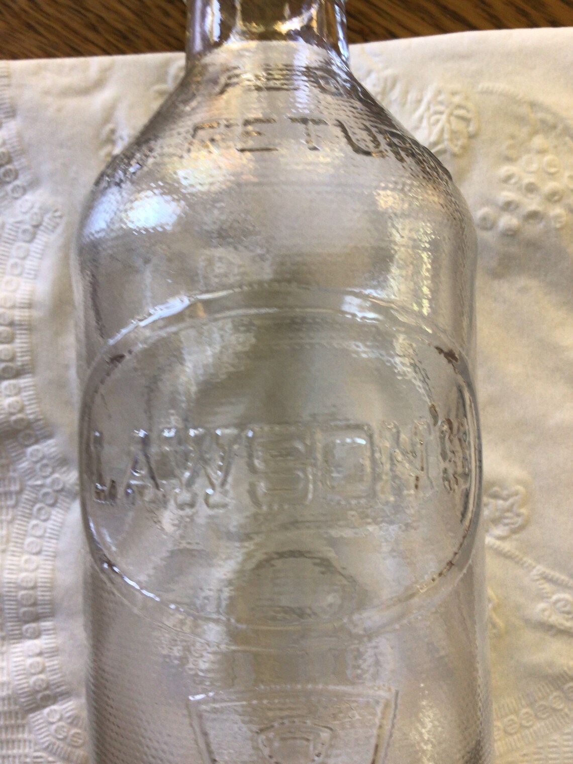 Vintage Lawsons 10 Oz. Glass Milk Bottle Etsy