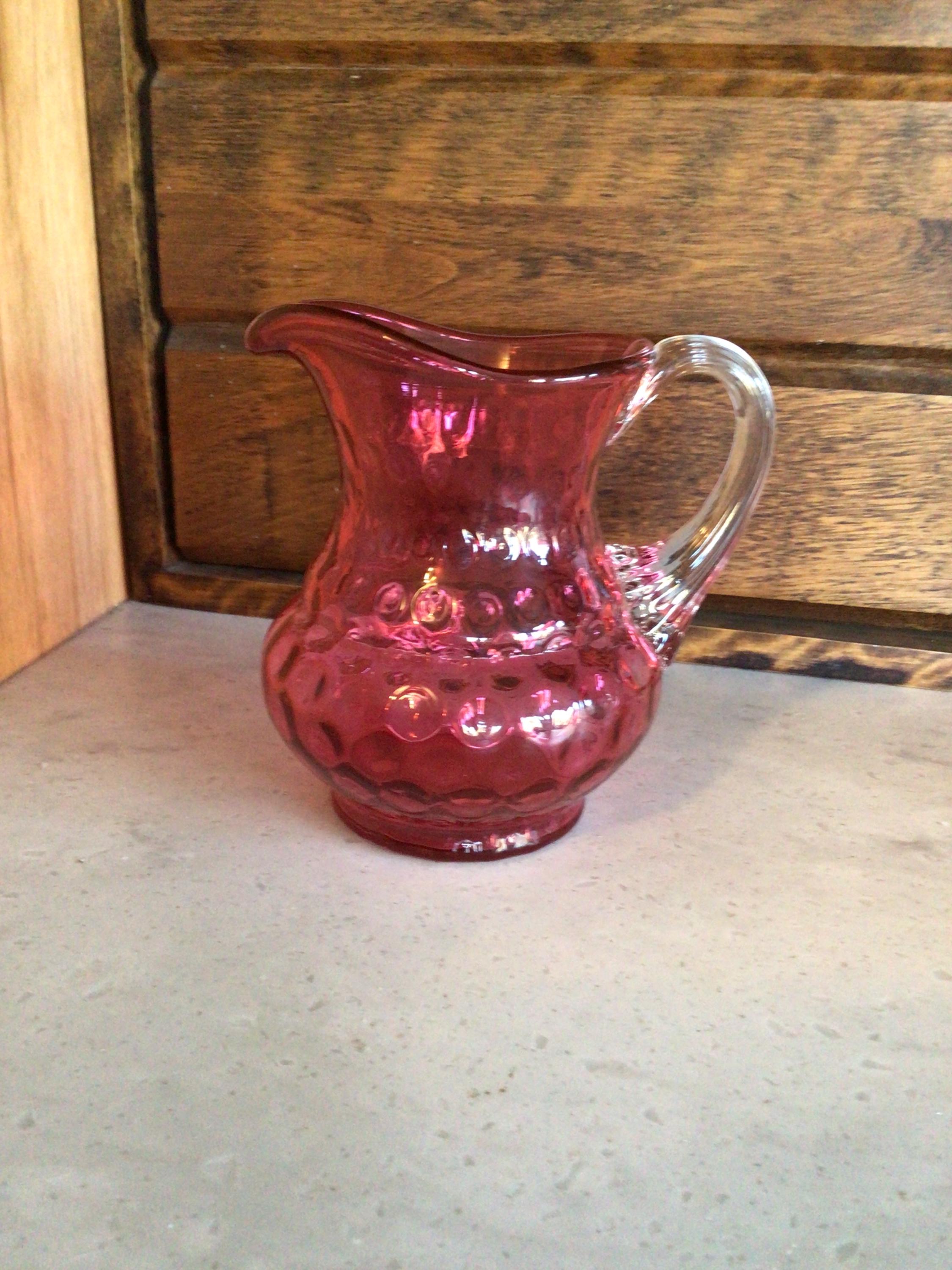 Fenton Cranberry Coin Dot Pitcher - Etsy