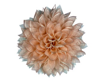 Dahlia Wreath in Coral and Cream, Gift for Mom, Summer Wreath