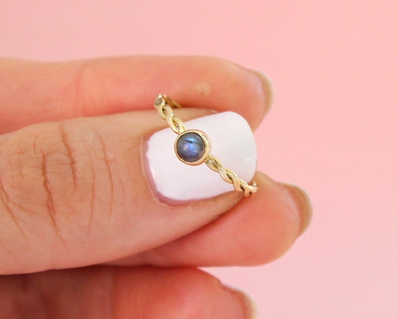 Labradorite Ring Wife Mothers Day Gift Birthstone Ring Brass Ring Gemstone Ring Minimalist Jewelry Women Golden Ring Twisted Ring