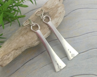 SPOON EARRINGS, Upcycled Sterling 5th Anniversary Gift of Silverware Jewelry. Long Statement Dangle Earrings.