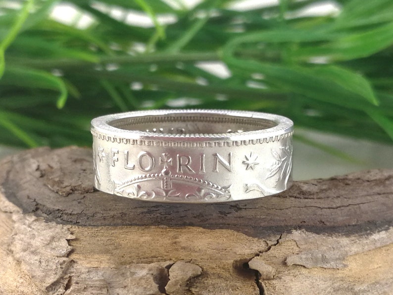 Wattle Emu Thumb Ring Men or Women Sterling Silver COIN RING Australian 1945 Florin Custom Size. Kangaroo