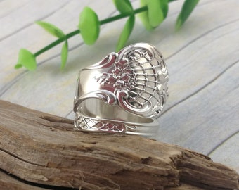 SPOON RING, Sterling Silver. Wrap Around 'Spider Web' Ring. Upcycled Silverware Jewelry for Women or Men.  Custom size.