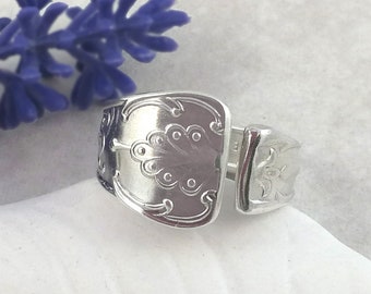 SPOON RING, Sterling Silverware Jewelry. Open Cuff Ring for Women or Men. Custom size.