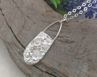 Sterling Silver SPOON PENDANT. Upcycled Silverware Jewelry. 'Bridal Bouquet' Something Old / New. Ask Bridesmaid Gift.