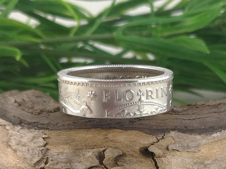 Wattle Emu Thumb Ring Men or Women Sterling Silver COIN RING Australian 1945 Florin Custom Size. Kangaroo
