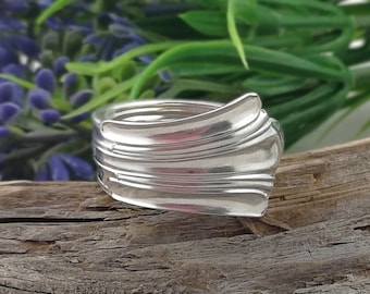 SPOON RING, Sterling Silverware Jewelry. Upcycled from an Antique Spoon (Sheffield, 1909). Custom size.