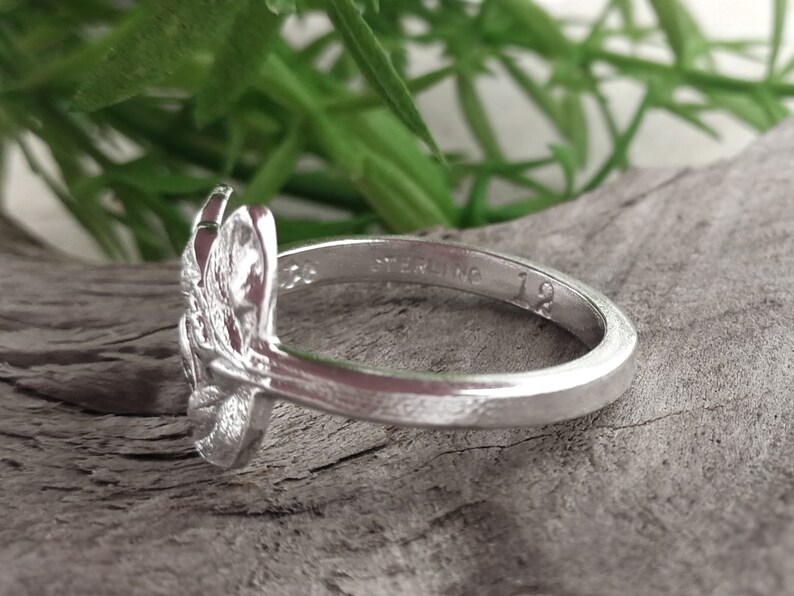Upcycled Sterling Silverware Jewelry Custom size. Dainty Nature inspired floral ring Flower SPOON RING
