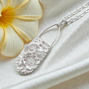 Upcycled Sterling Silver Spoon Pendant. Silverware Jewelry - 'Bridal Bouquet'. Something Old / New.
