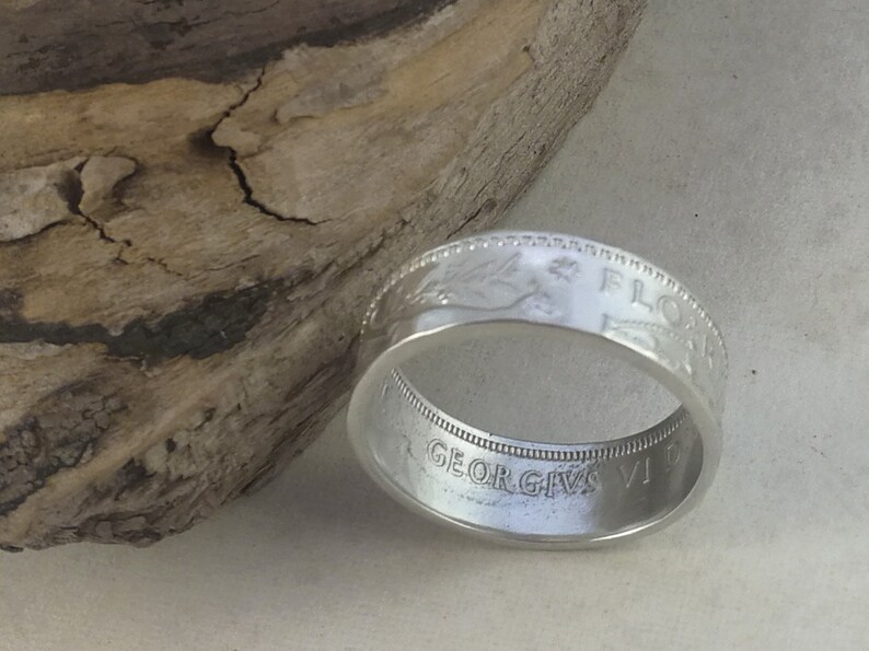 Wattle Emu Thumb Ring Men or Women Sterling Silver COIN RING Australian 1945 Florin Custom Size. Kangaroo