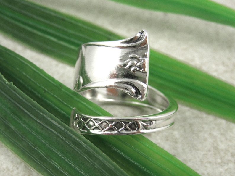 Custom size. Silverware jewelry as 5th anniversary gift Bypass Wrap around ring Sterling Silver SPOON RING