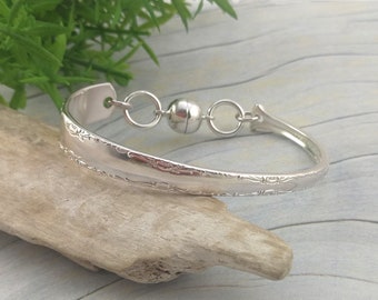 Sterling Silver SPOON BRACELETs For Women. Upcycled from a Vintage Spoon. Magnetic Clasp. Silverware Jewelry. Custom size.