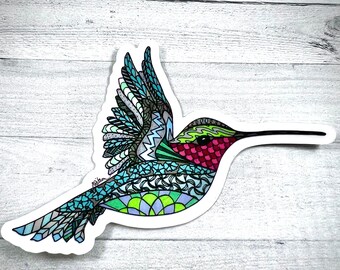 Hummingbird Sticker - Hummingbird Decal - Original Hummingbird Illustration Sticker - Waterproof UV protected dishwasher safe sticker