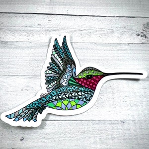 Hummingbird Sticker - Hummingbird Decal - Original Hummingbird Illustration Sticker - Waterproof UV protected dishwasher safe sticker