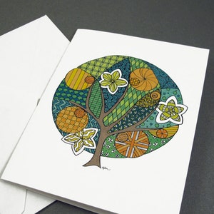 Orange Tree Stationery Set - Set of 8 Blank Inside Note Card Set - Orange Tree notecards
