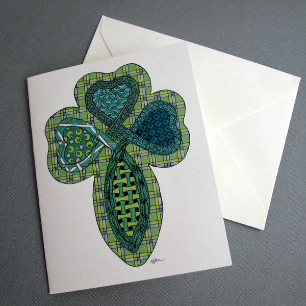 Celtic Shamrock Stationery Set - Set of 8 Blank Inside Card Set - Irish Cross