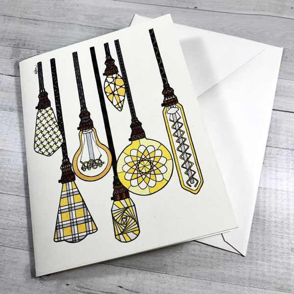 Edison Lightbulbs Stationery Set - Set of 8 Blank Inside Card Set - lightbulbs vintage bulbs Notecards