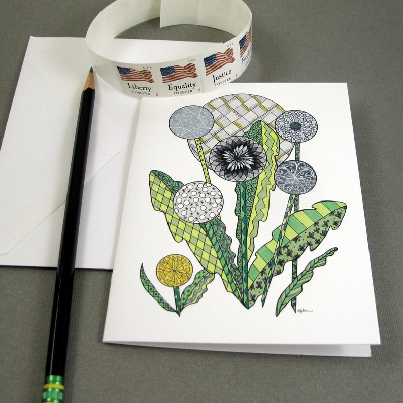 Dandelion Notecards Dandelion Stationery Set Set of 8 Blank Inside Card Set