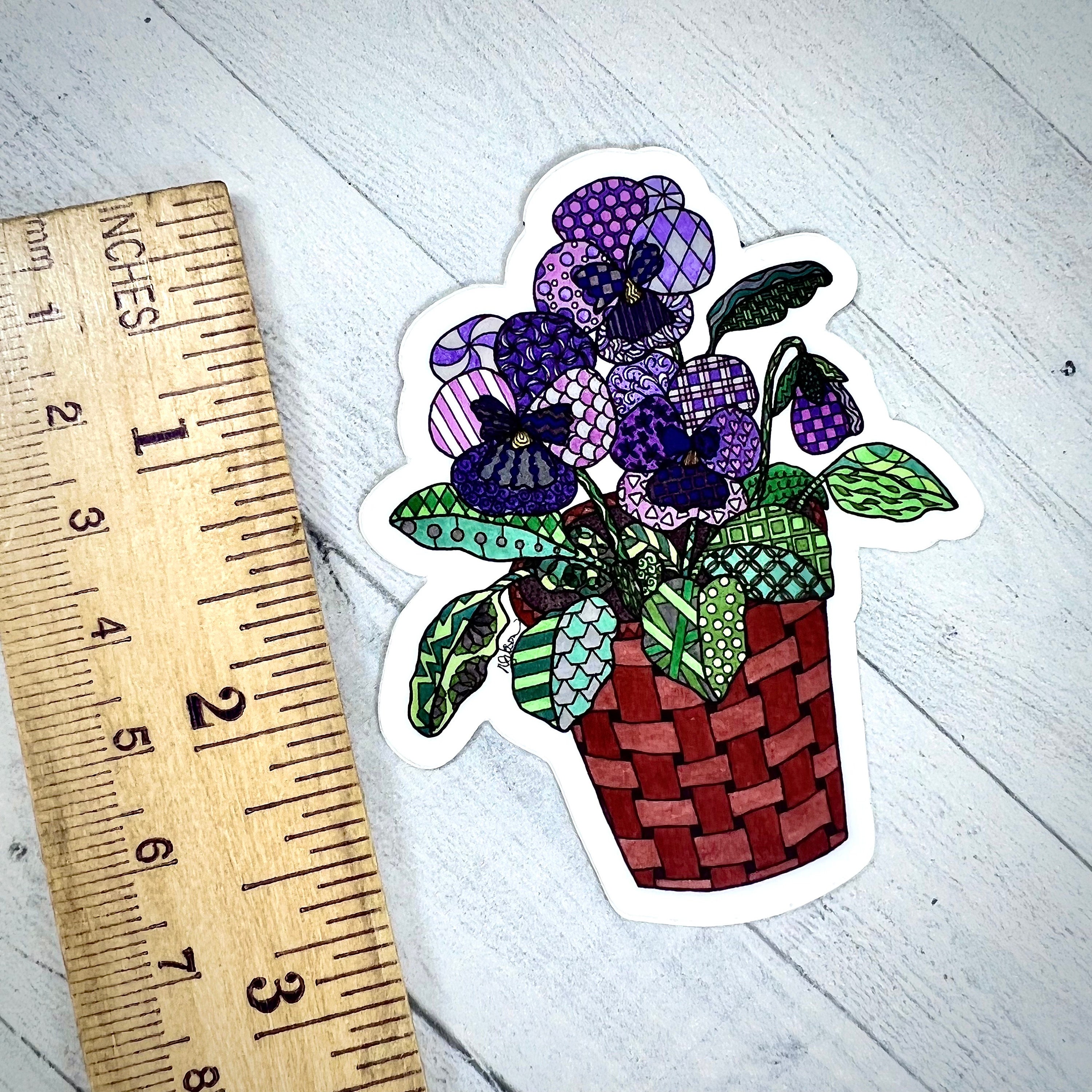 Pansy Sticker Pansy Decal Original Potted Pansies Etsy