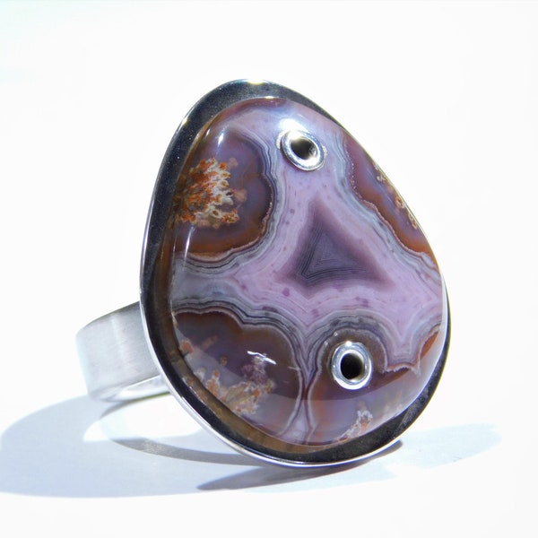 Purple Passion Agate Ring, Purple Passion Agate Sterling Silver Ring Size 7, Purple Agate Statement Ring