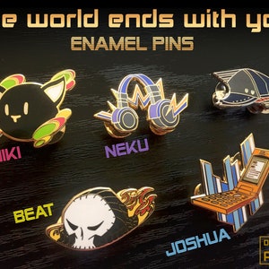 TWEWY Enamel Pins (with free postcards - check photos to see more)