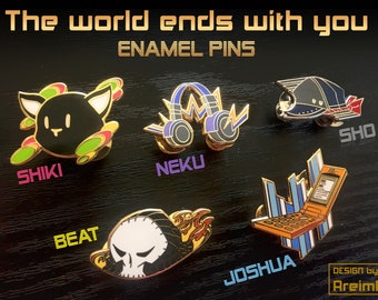 TWEWY Enamel Pins (with free postcards - check photos to see more)