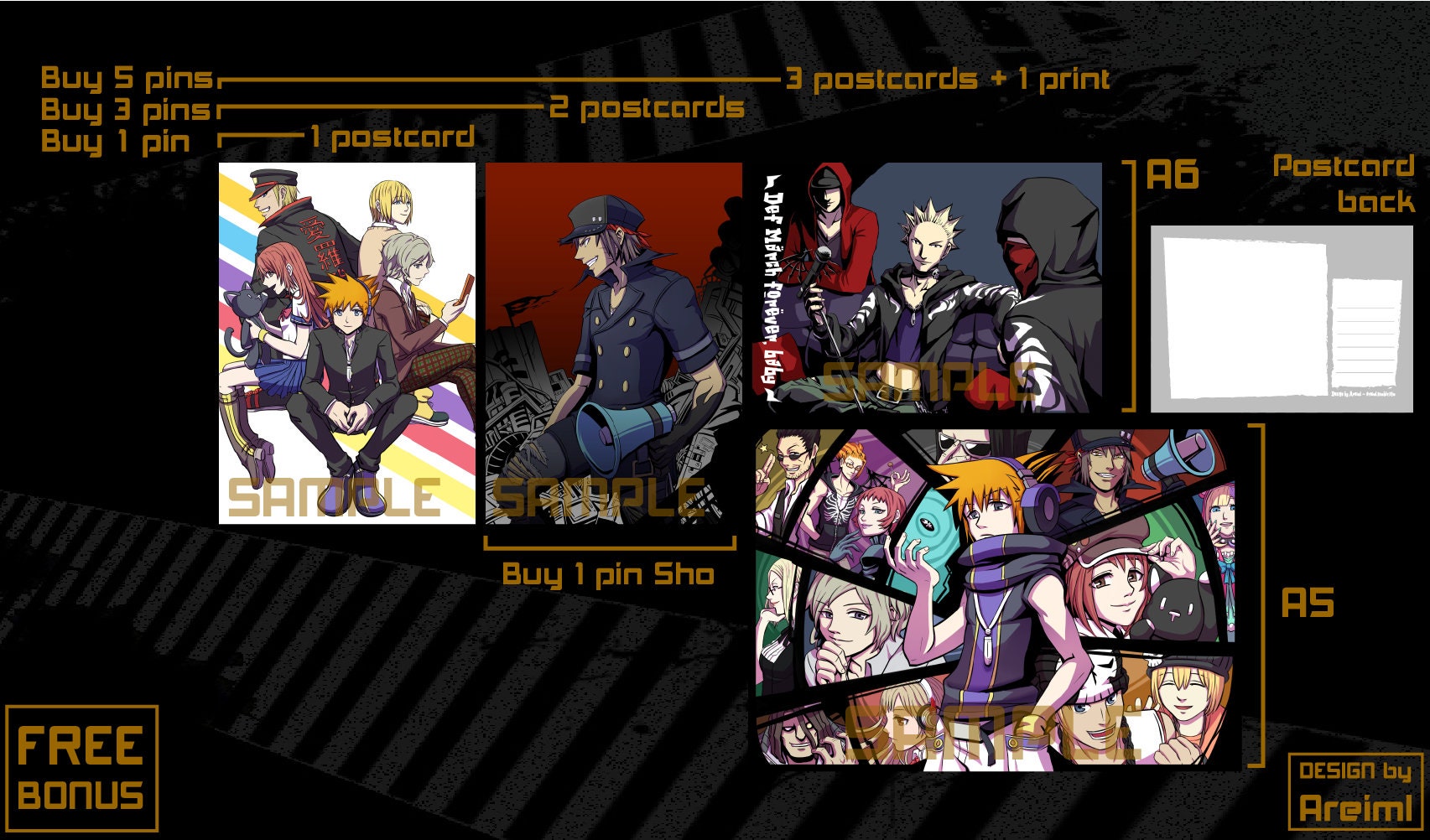 TWEWY Enamel Pins with Free Postcards Check Photos to See Etsy
