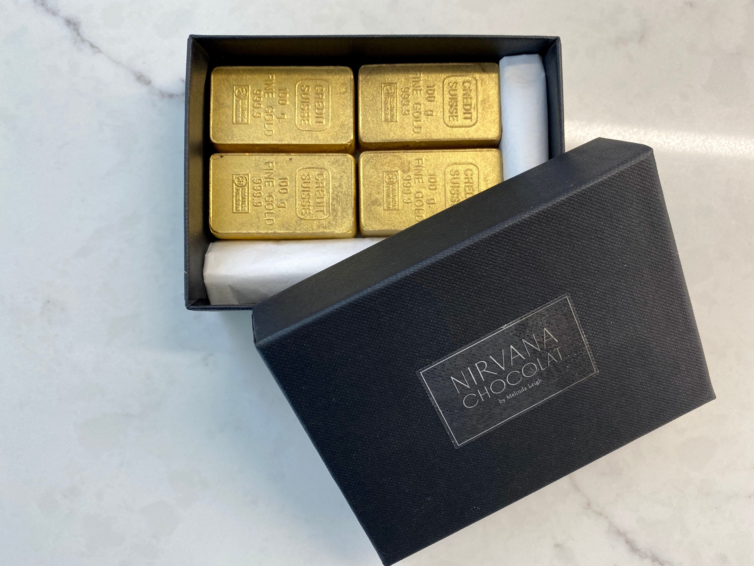 Four Gold Bullion Chocolate Bars boxed Etsy