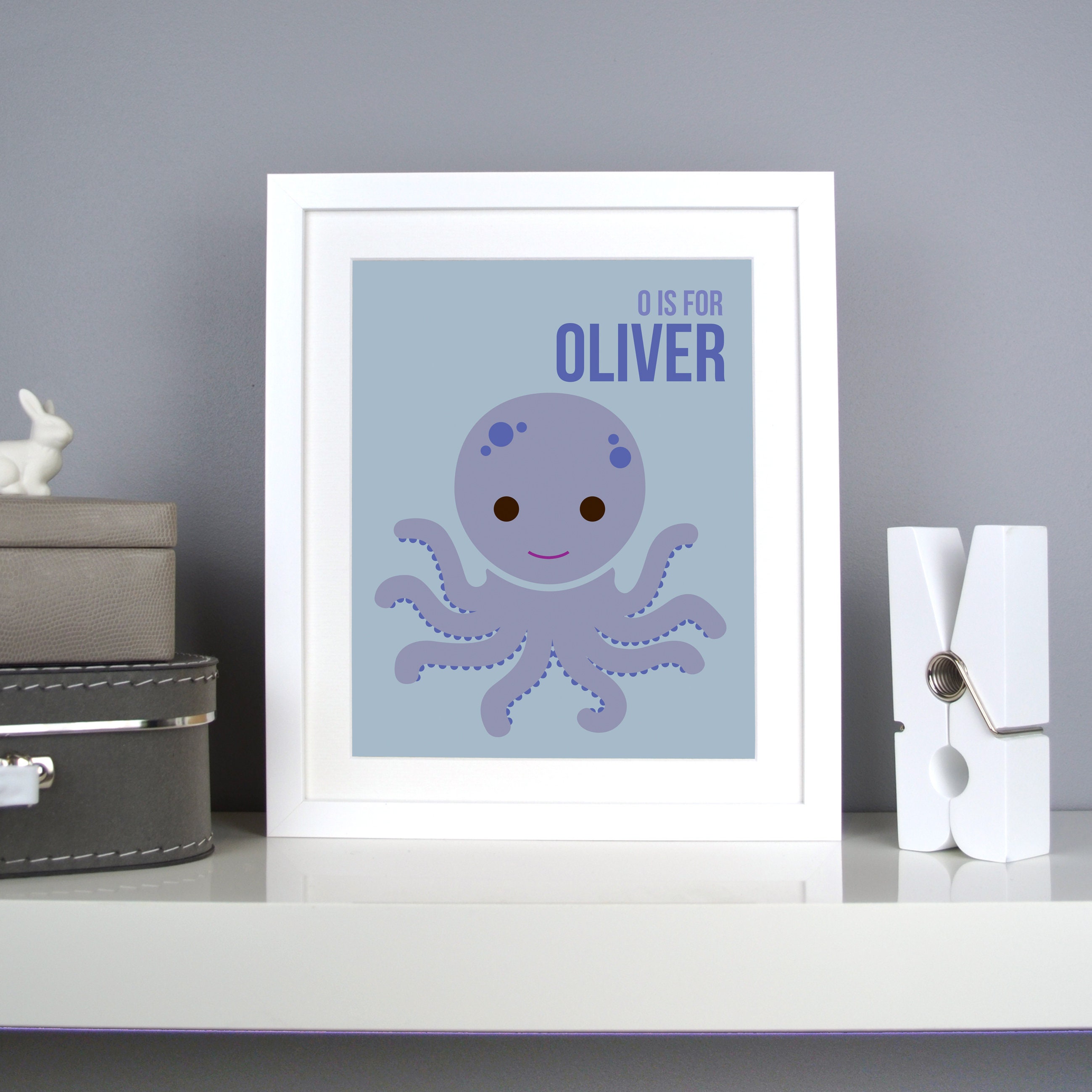 THE OCTOPUS A3A4A5 Personalised Nursery Print.