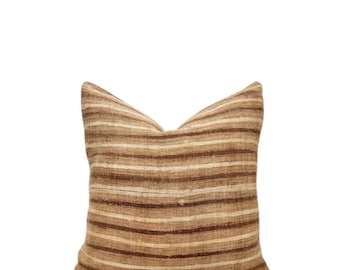 Striped Hmong Pillow Cover, Neutral pillow, Modern Farmhouse