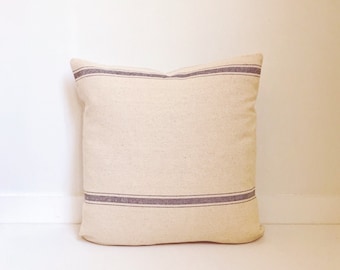 Grain Sack Pillow Cover, Modern Farmhouse, Ticking Fabric, Boho Pillow