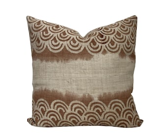 Hemp Hmong Pillow Cover, Tan and Brown,  Modern Farmhouse, Boho