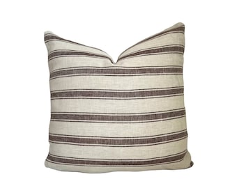 Striped Linen Pillow Cover, Modern Farmhouse