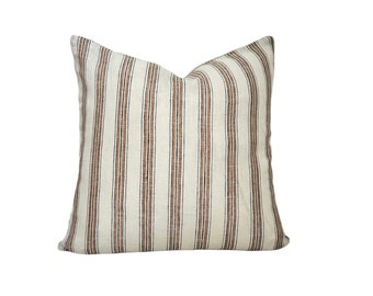 Striped Linen Pillow Cover, Modern Farmhouse