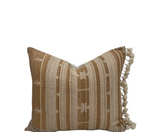 Indian Pillow Cover with Fringe, Modern Farmhouse