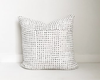 Block Print Pillow Cover, Polka Dot, Belgium Linen, Designer