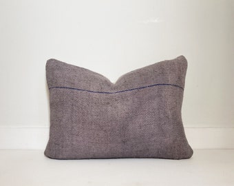 Vintage Grain Sack Pillow, Farmhouse, Grey