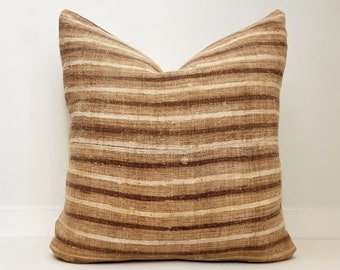 Striped Hmong Pillow Cover, Neutral pillow, Modern Farmhouse