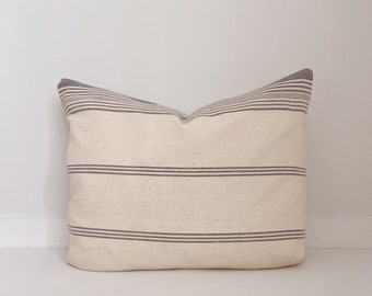 Cotton Indian Pillow Cover, Boho Pillow, Modern Farmhouse, Gray and Cream