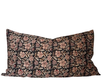 Floral Block Print Pillow Cover, King Size, Custom Size