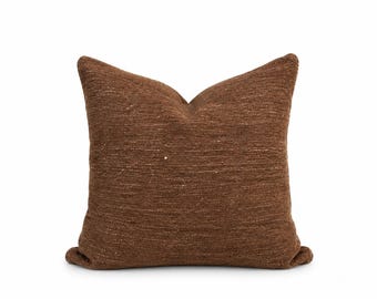 Brown Pillow Cover, Handmade, One of a Kind, Rustic
