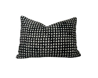 Block Print Pillow Cover, Black and White