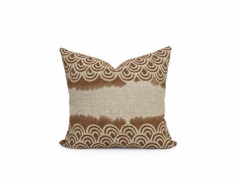 Hemp Hmong Pillow Cover, Tan and Brown,  Modern Farmhouse, Boho